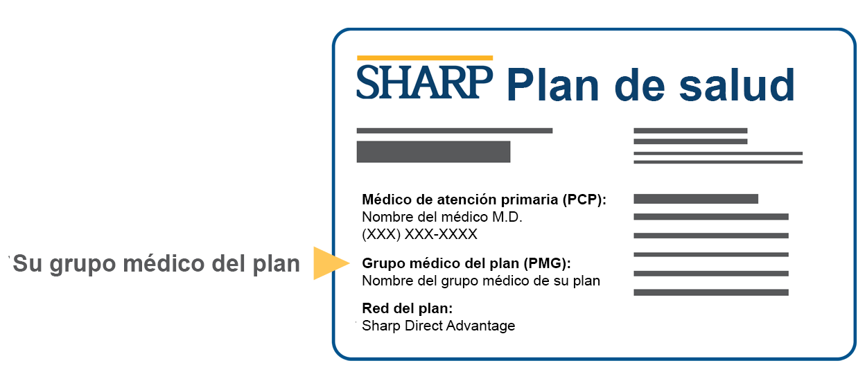 Ejemplo de la tarjeta de identificación de Sharp Health Plan