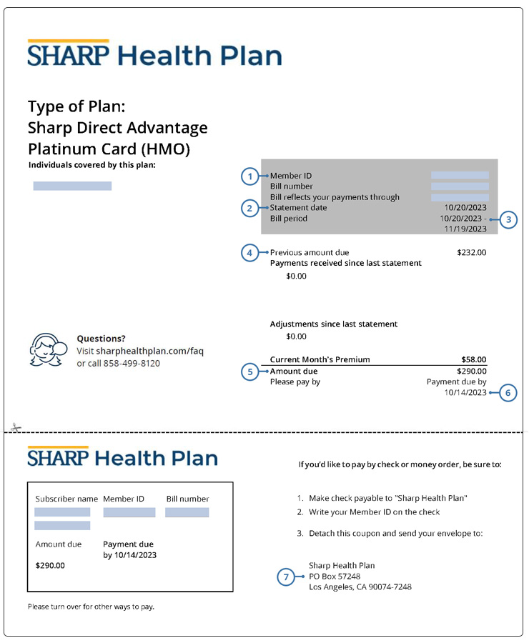Sharp Health Plan Factura individual del plan Medicare