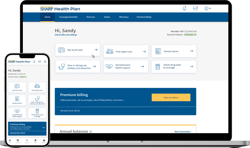 Aplicación móvil y Portal para afiliados de Sharp Health Plan