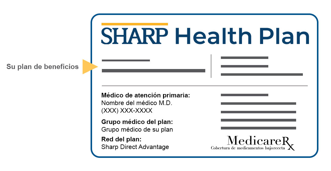 Sharp Health Plan – Tarjeta de identificación del afiliado de Sharp Direct Advantage